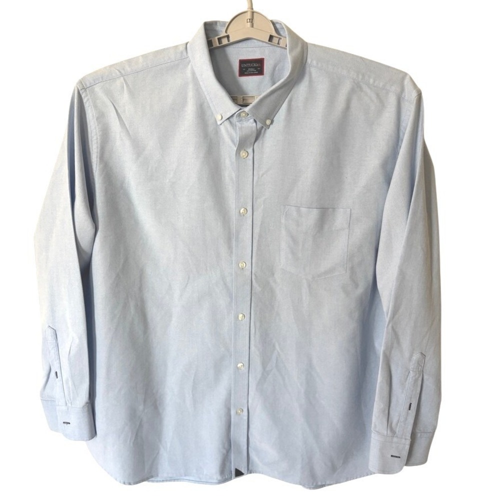 UNTUCKit Button Down Shirt Mens XXXLC Blue Oxford Long Sleeve Cotton
